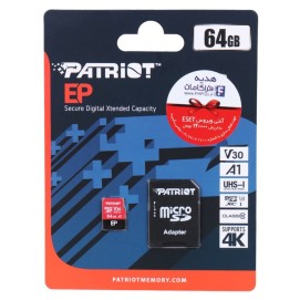 کارت حافظه‌ microSDXC پاتریوت مدل Patriot EP-V30 A1 کلاس 10 استاندارد UHS-I U3 ظرفیت 64 گیگابایت